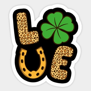 Lucky Shamrock Clover Love St Patricks Day Leopard Print Gift Sticker